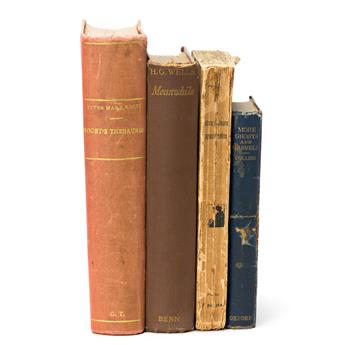 BORGES, JORGE LUIS. 4 books from his personal library, with his characteristic notations.